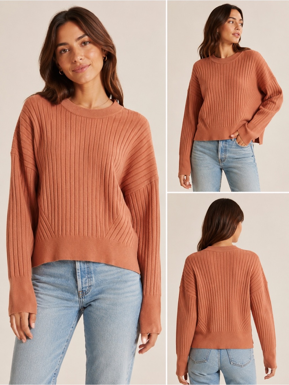 Abercrombie & Fitch Soft A&F Ribbed Crewneck Sweater - Terracotta Size Small